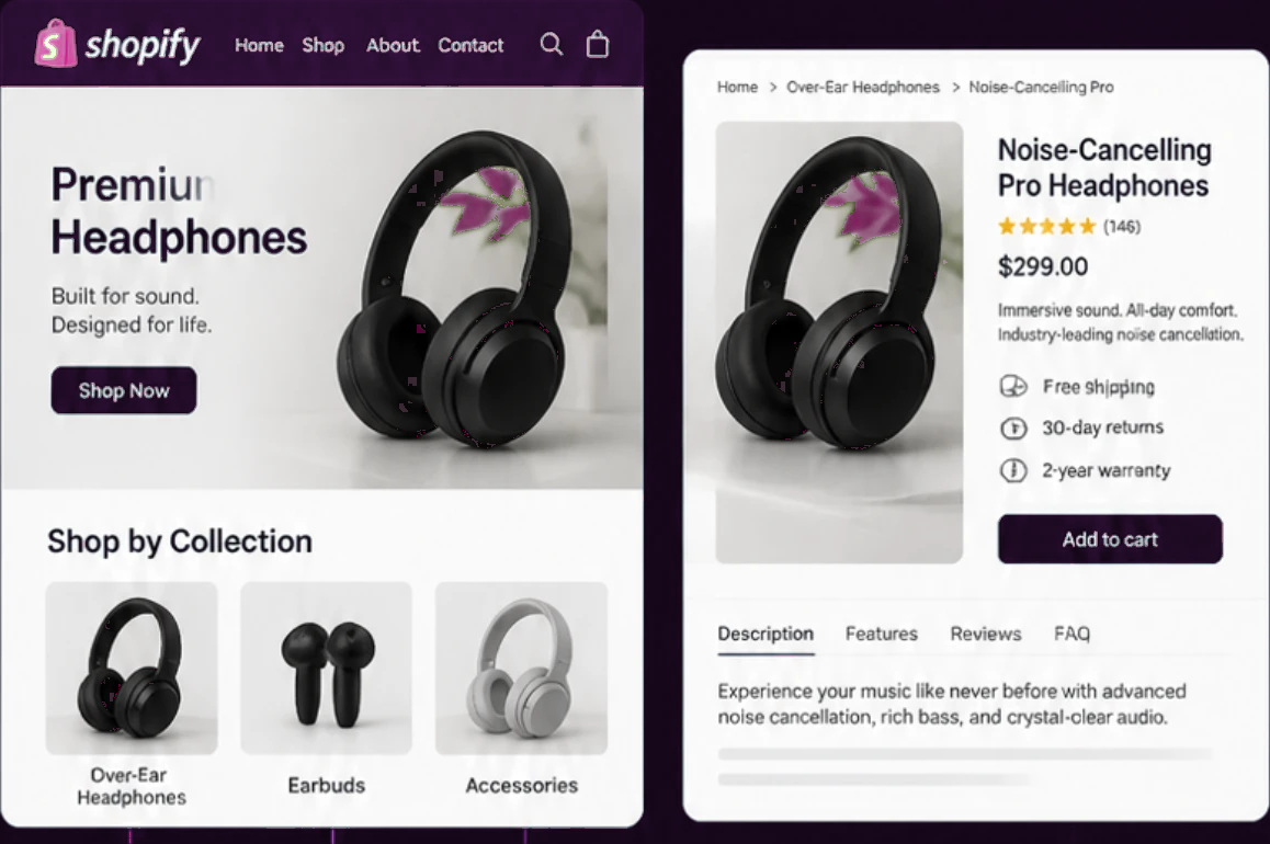 A Shopify store collection page and a product page built to rank on Google