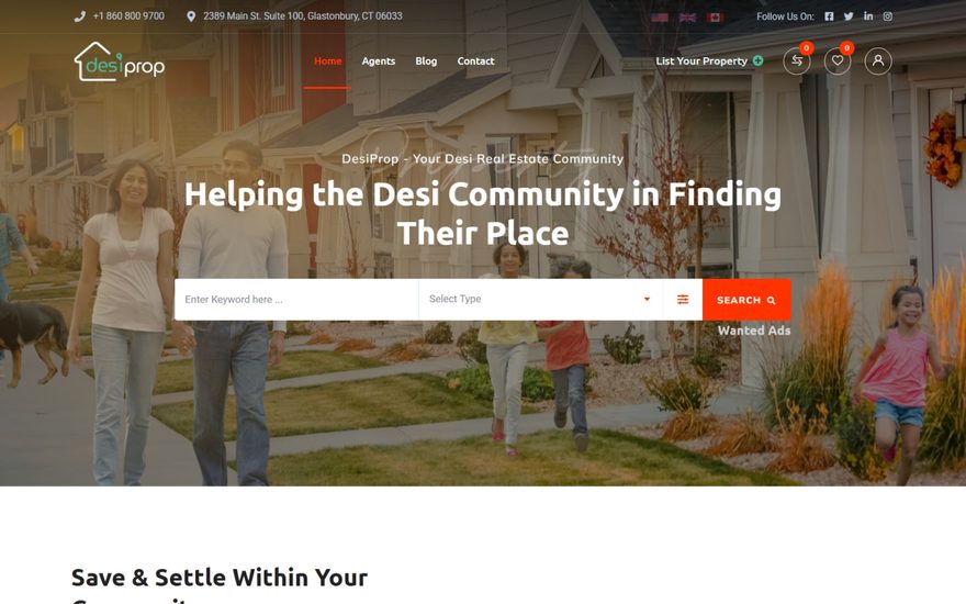 The DesiProp home page